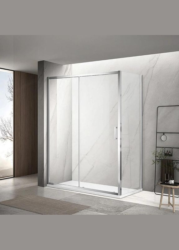 Душова кабіна A-517 130х90х195 см, розсувна, хром, скло прозоре Dusel (328596761)