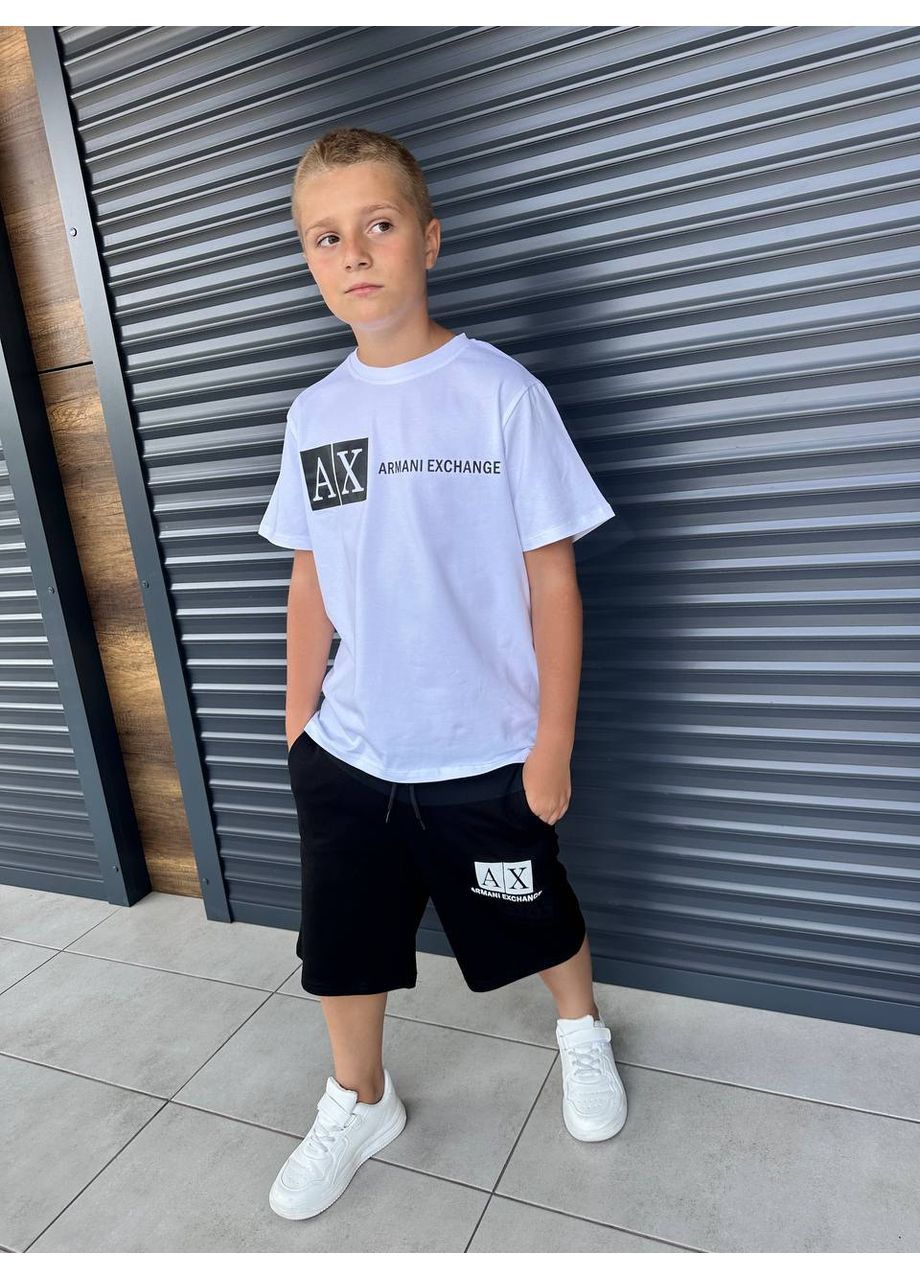 Чорно-білий літній костюм футболка + шорти хлопчик No Brand