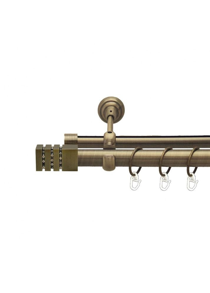 Карниз Ацтека металлический двухрядный оппозитный гладкая \ профильная труба Антик 25\19 мм 160 см (00-00013485) ORVIT (300286036)