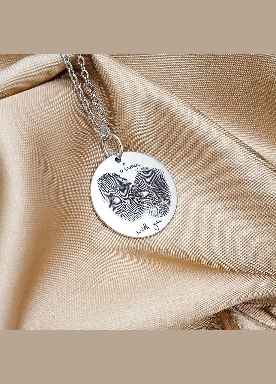 Кулон круглый из нержавеющей стали с гравировкой. Гравировка отпечатков пальцев на круглом кулоне арт.58001 No Brand (308981526)