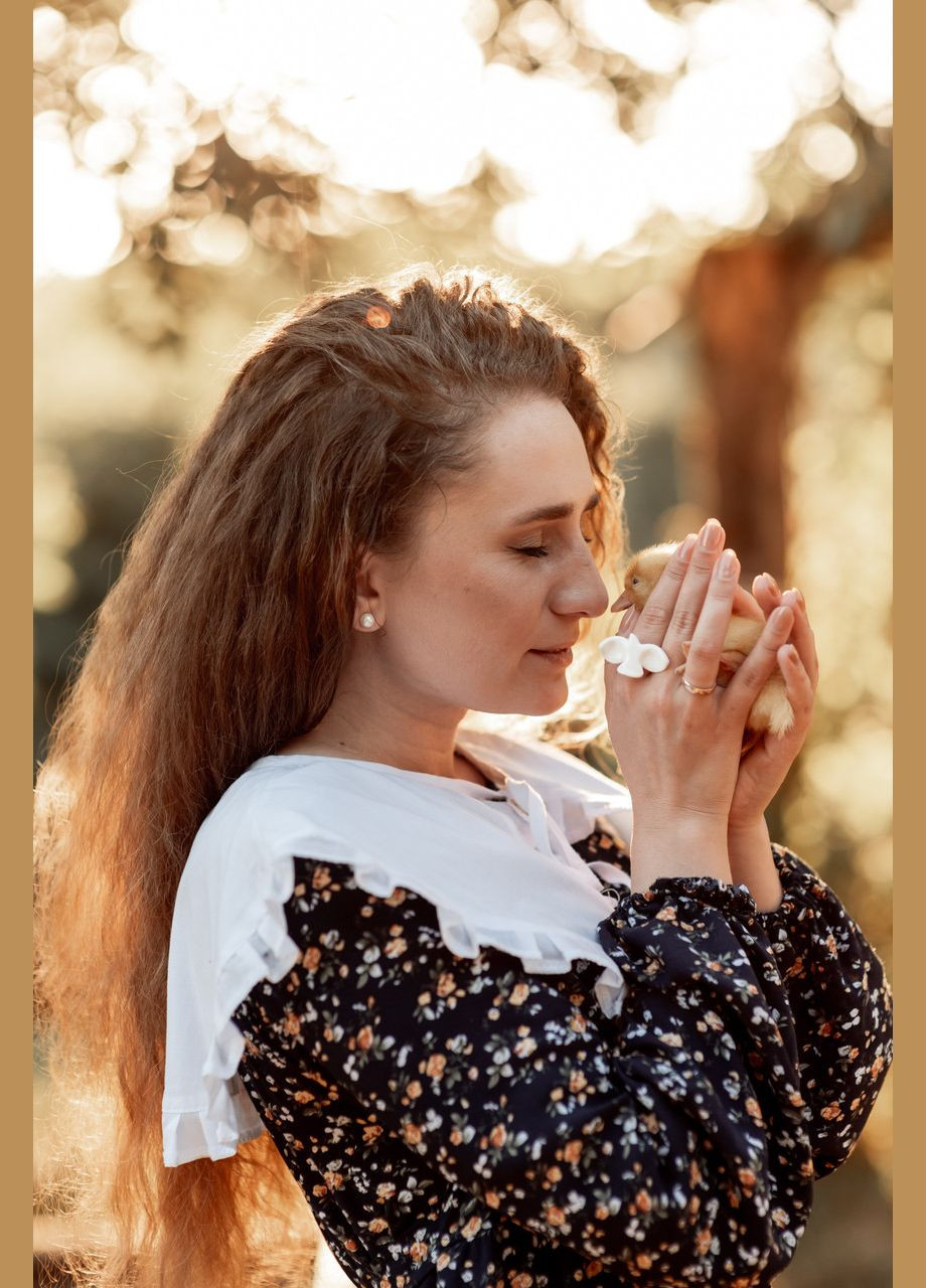 Темно-синее кэжуал женское платье с растительным узором в стиле ретро V.O.G. с цветочным принтом