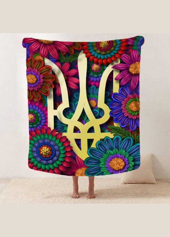 Плед 3D патриотический Цветочная Слава Украины 12896 160х200 см FlexDress (364496832)