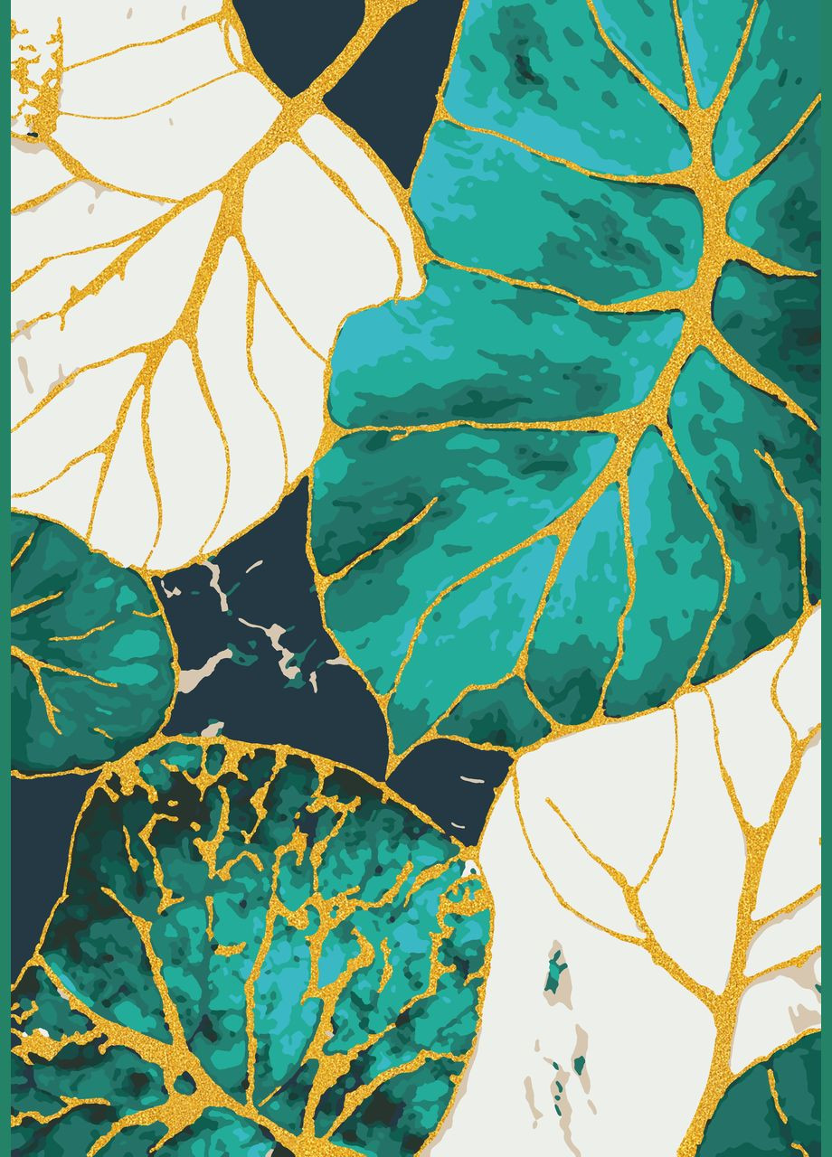 Картина по номерам Листья с золотом 28x40 см (RB-0886) Riviera Blanca (303135624)