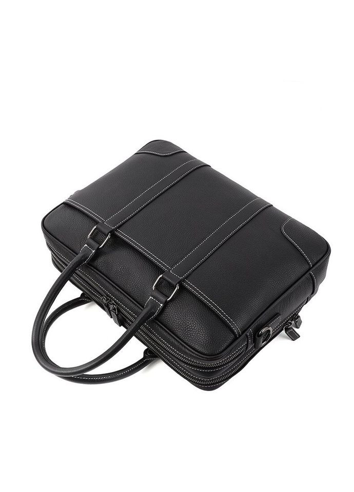 Шкіряна сумка для ноутбука, колір чорний,, 7348A на два відділення John McDee (321726977)