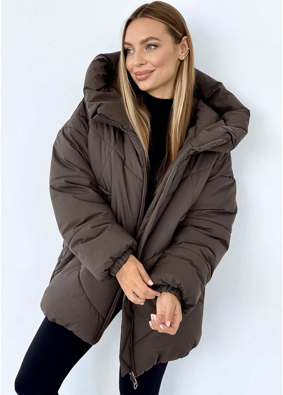 Темно-коричневая зимняя зимняя куртка селин меди (01211-brown144) MioRichi