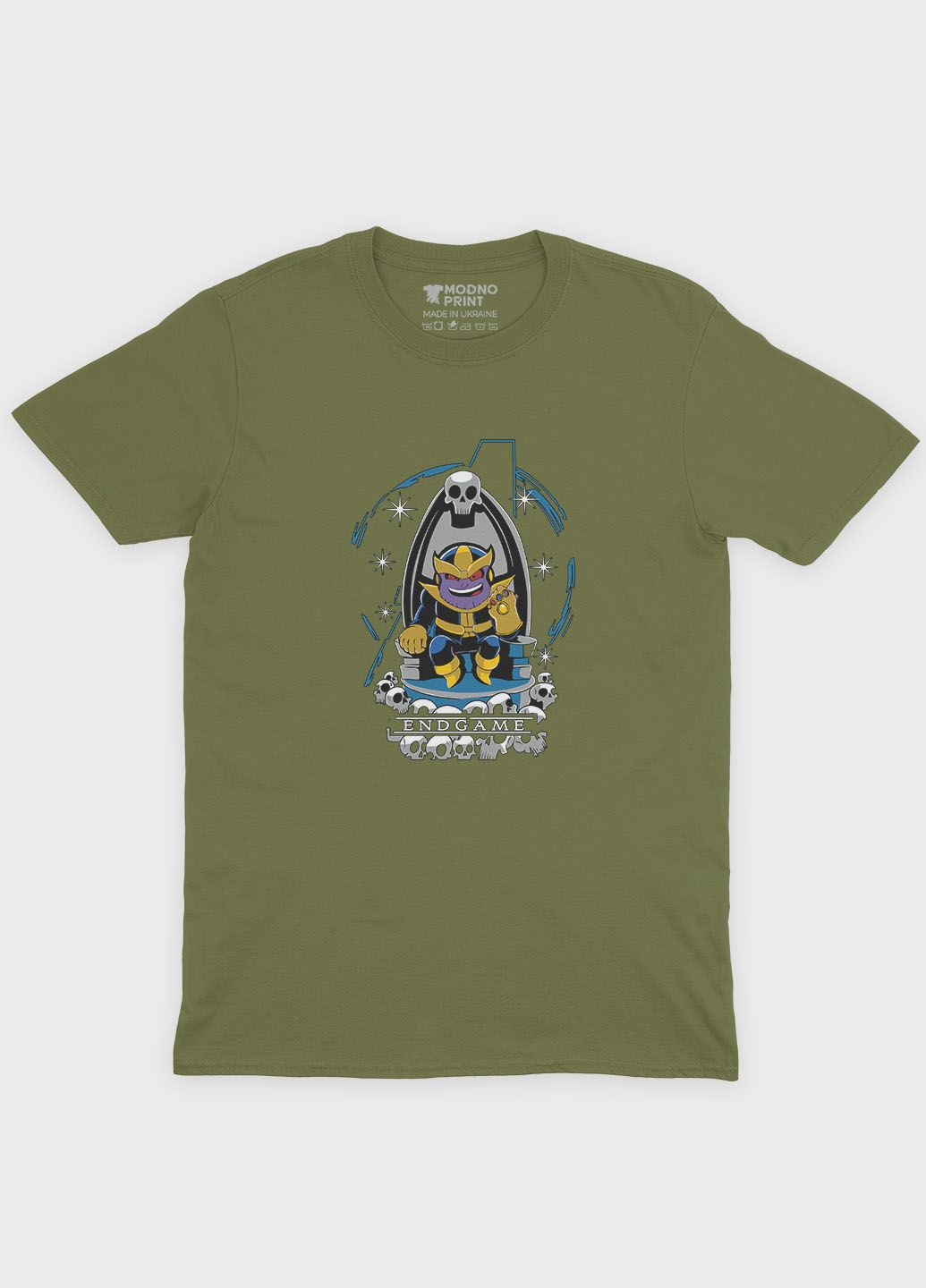 Хаки (оливковая) мужская футболка с принтом супезлоды - танос (ts001-1-hgr-006-019-005) Modno