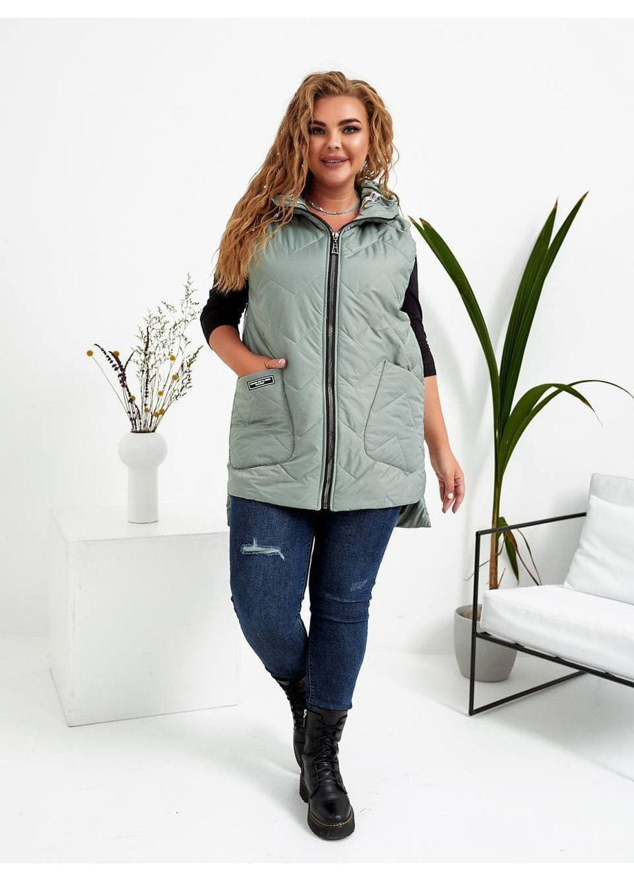 Женский жилетка с накладными карманами оливкового цвета New Trend (304989144)