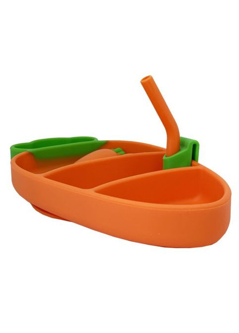 Детская силиконовая тарелка с приборами "Морковь" MGZ 0121 Megazayka (364543395)