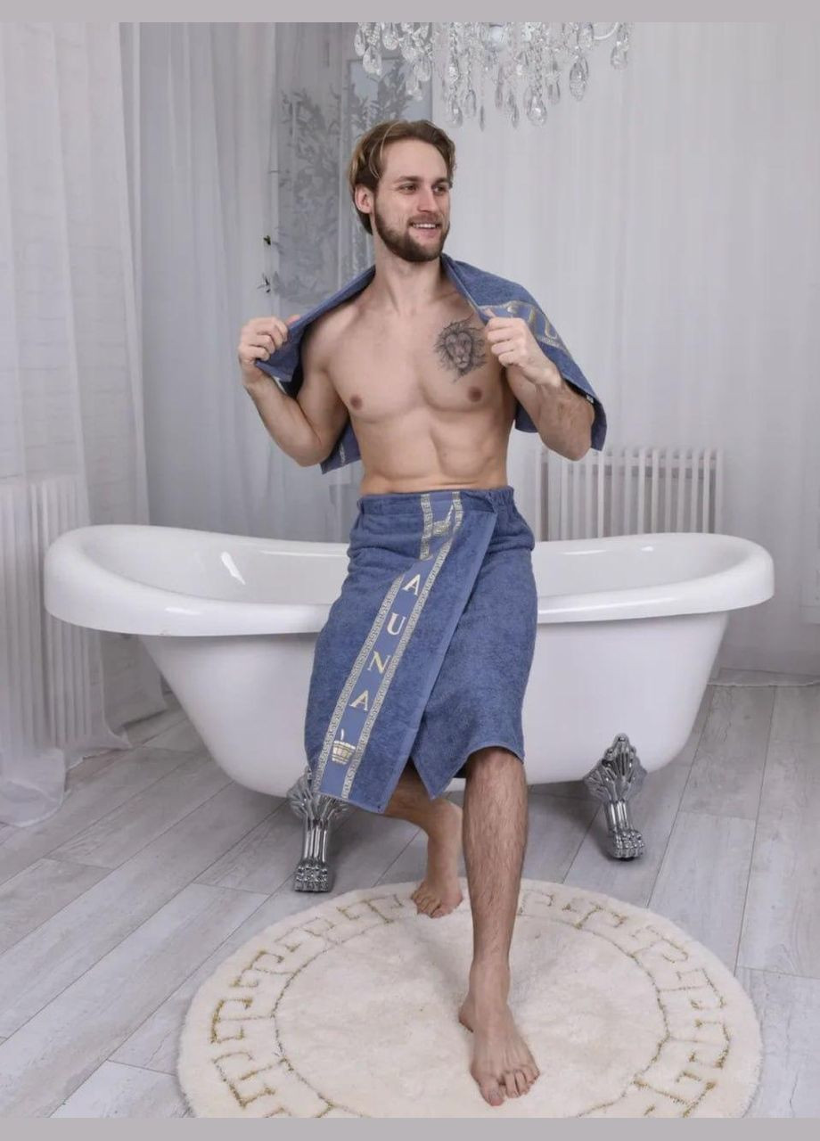 Банний набір для ванної з тапочками махра 70х150 Сірий (П4К-am-mahra-m-007) No Brand сірий