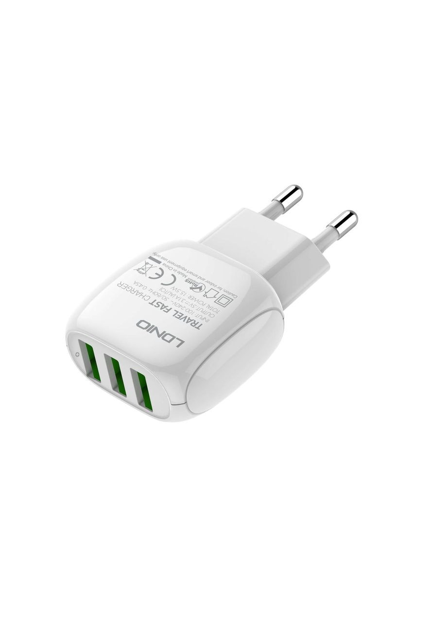 Адаптер мережевий Micro USB Cable A3315 3USB, 3.1 A Ldnio (293346193)