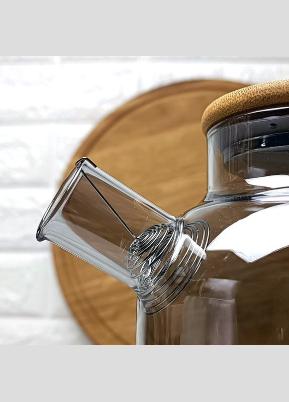 Высокий стеклянный чайник для плиты 1,5л Чёрный перламутр Smokey Crystal No Brand (366818137)