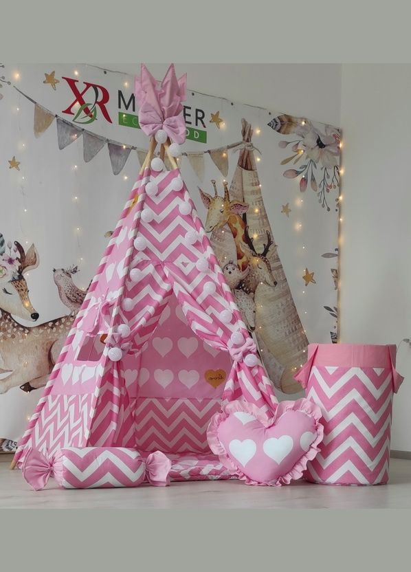 Вигвам для ребенка Marshmallow 5-ти гранный + корзина для игрушек зигзаги Полный комплект! No Brand (316257172)