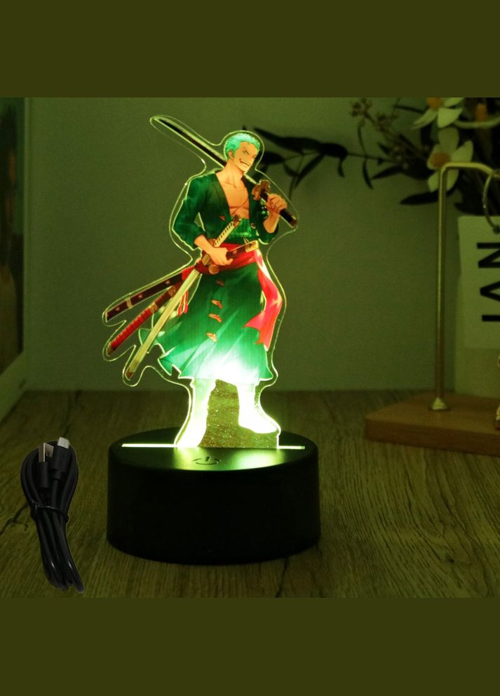 3D LED светильник Зоро One Piece – ночник с аниме-персонажем No Brand (346440207)
