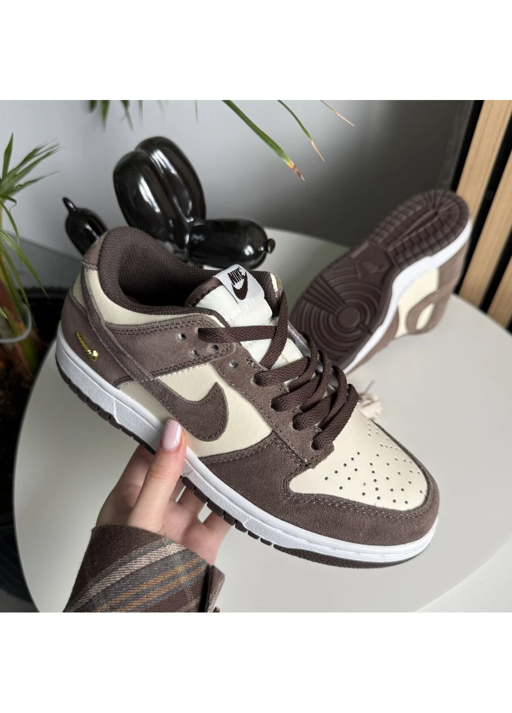 Кроссовки женские и мужские Nike Sb Dunk Pale Ivory Baroque Brown | Найк СБ Данк низкие коричневые No Brand коричневые демисезоны (392545824)