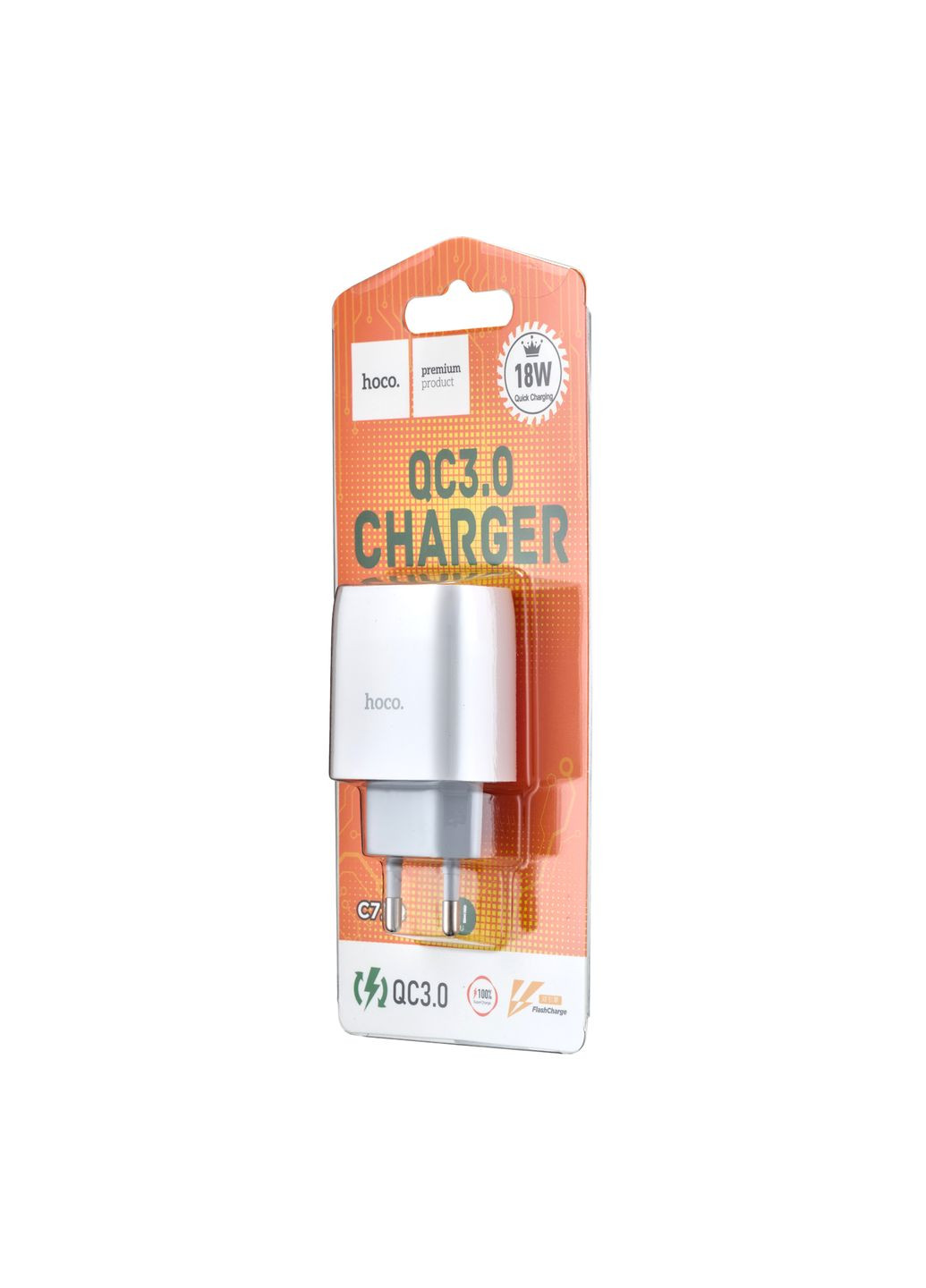 МЗП C72Q Glorious single port QC3.0 charger ( EU ) White Hoco (297453329)