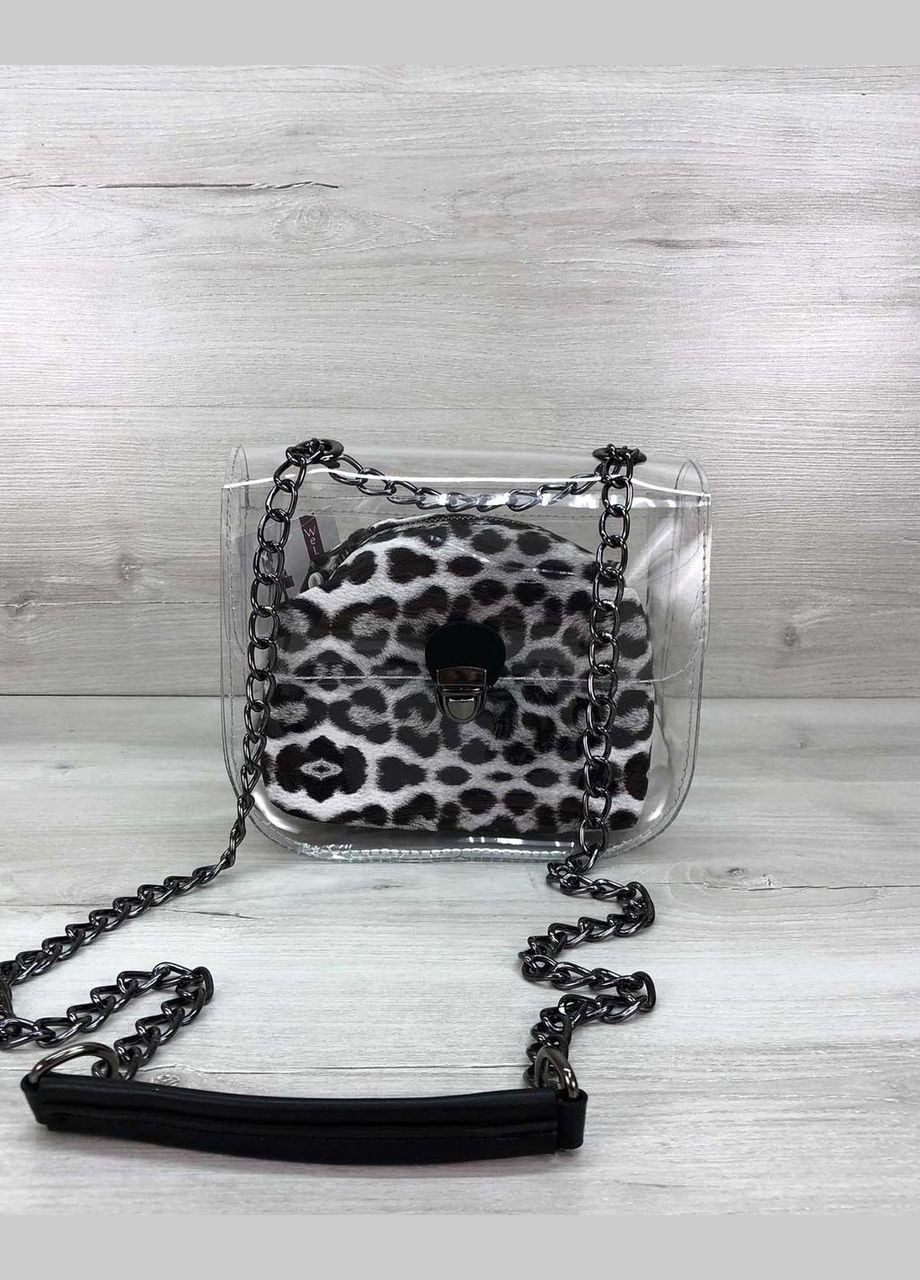 Женская прозрачная сумка кросс-боди с леопардовой косметичкой «Селена» WeLassie (298568014)