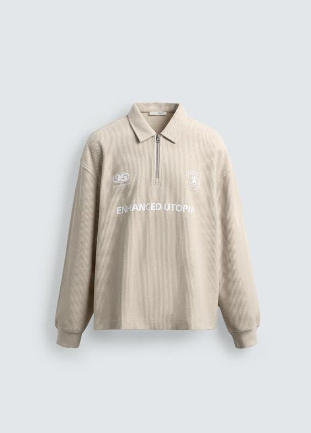 Бежевая футболка-поло для мужчин Zara однотонная