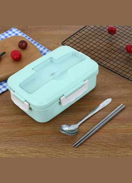 Эко ланч-бокс с металлическими приборами Natural 1000мл, зеленый No Brand (293970067)