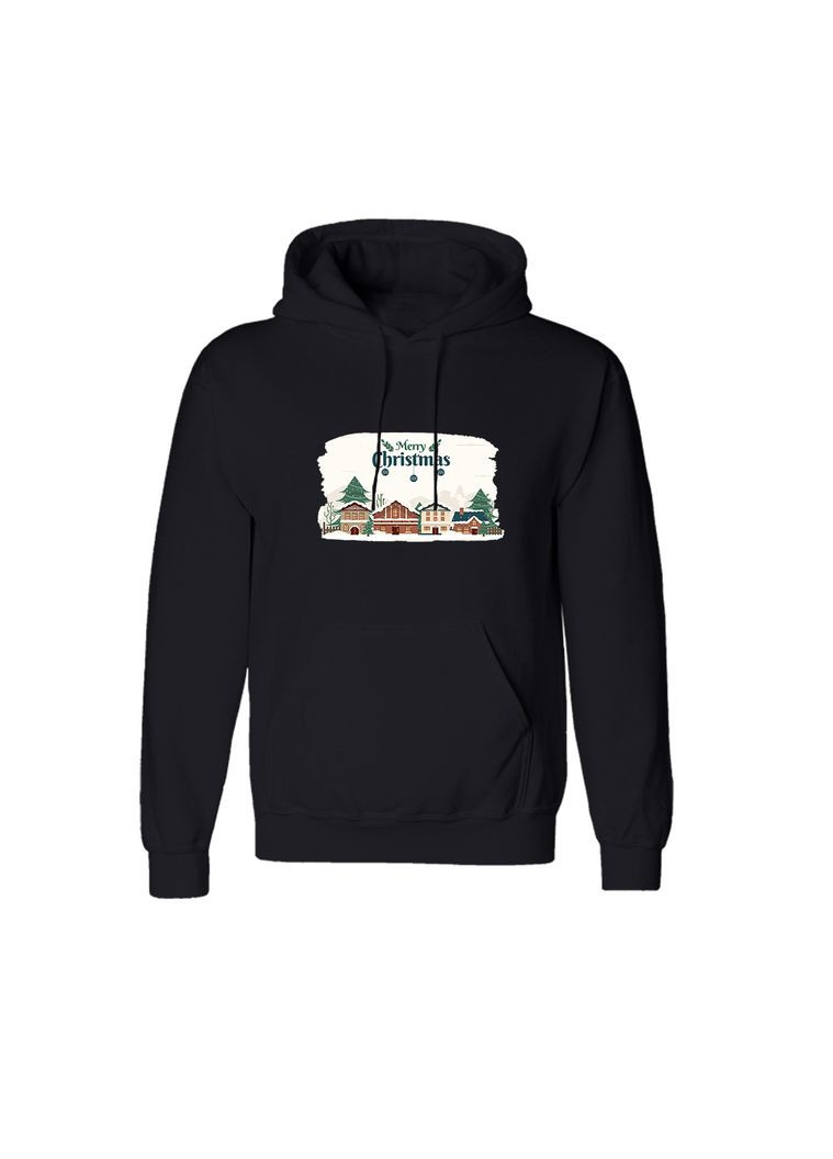 Худі з принтом "Merry Christmas" будинки на білому фоні, ПРЕМІУМ No Brand (369163251)