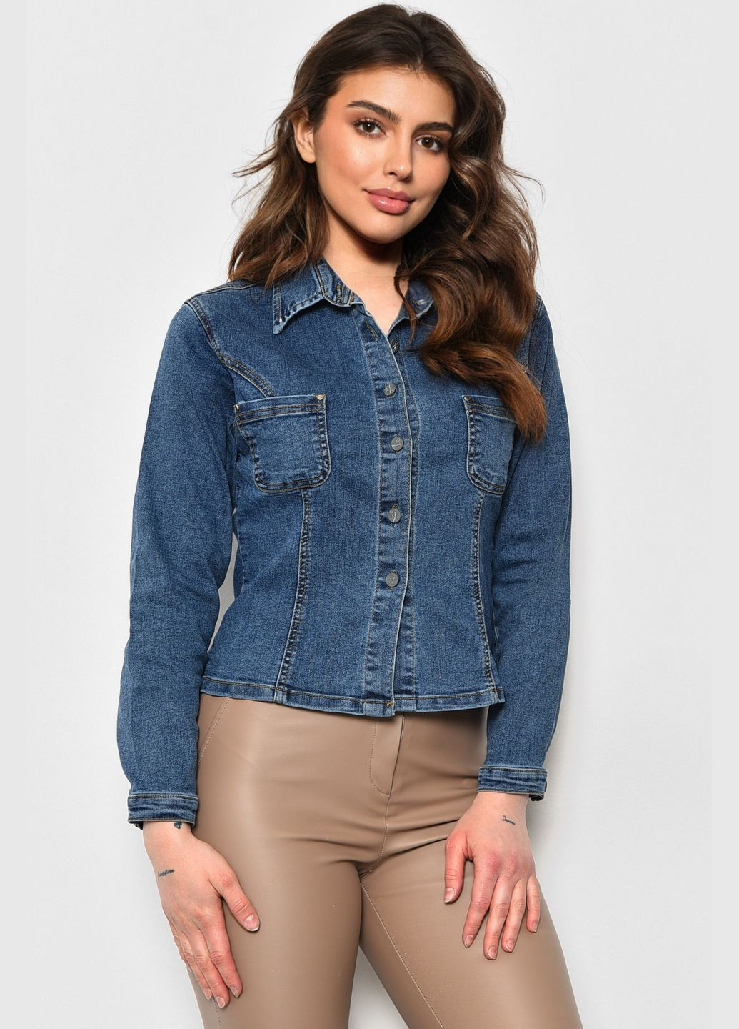 Сорочка жіноча джинсова синього кольору Let's Shop (286326100)