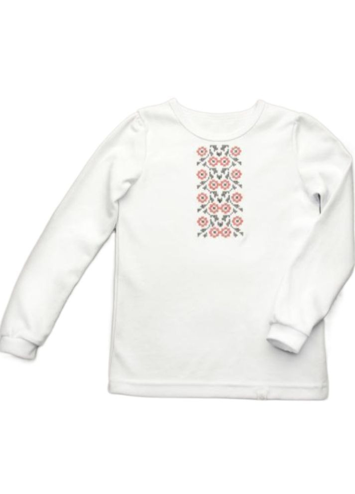 Белая вышиванка из трикотажа для девочек модный карапуз Trendy Tot трикотаж (370972645)