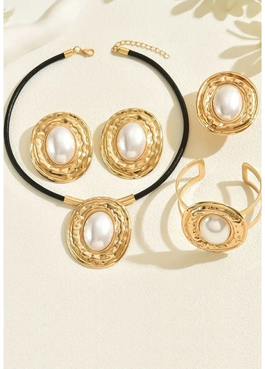 Ексклюзивний набір біжутерії кольє, сережки, каблучка, браслет, 10-755 No Brand (350936875)