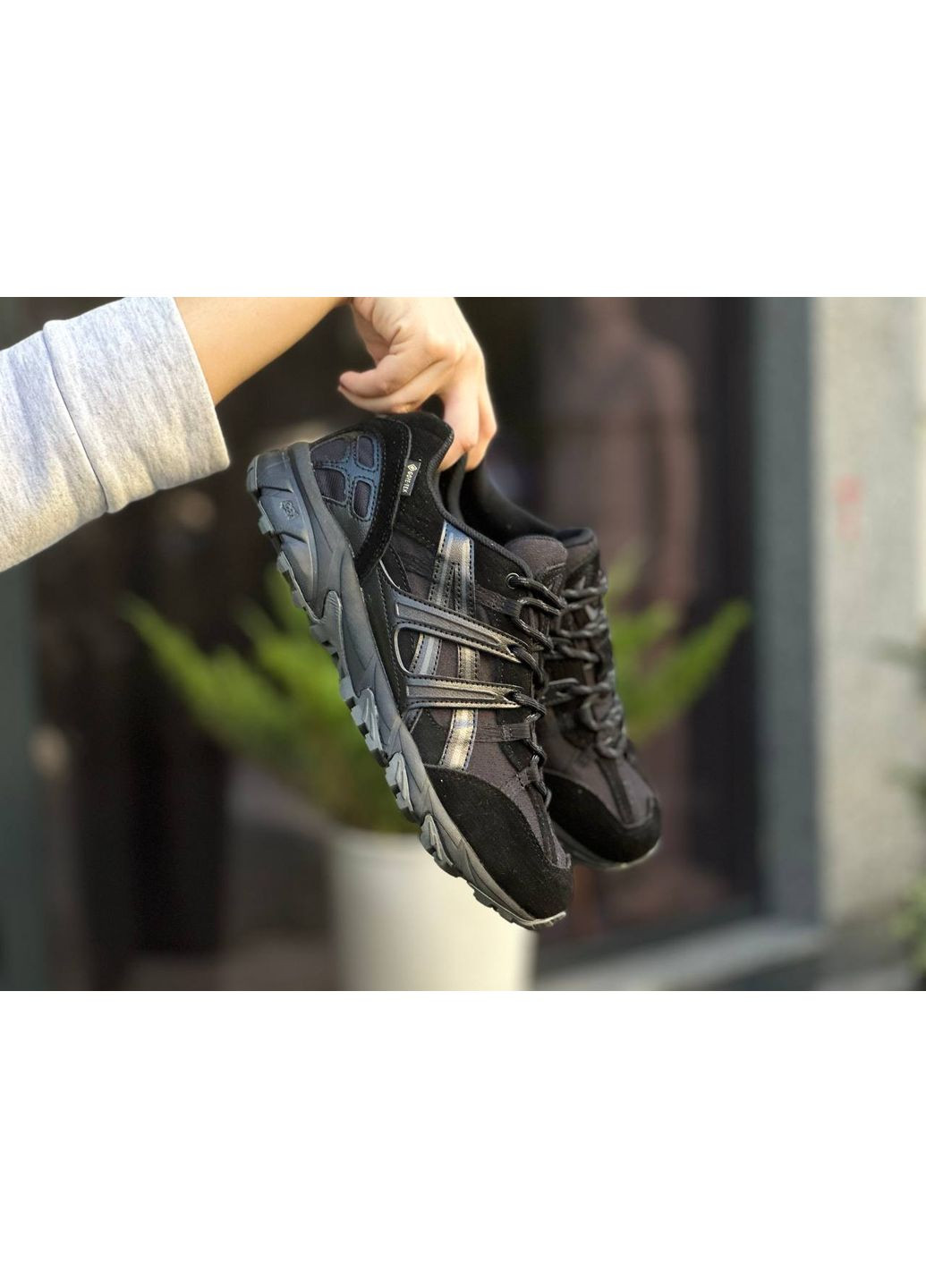 Чорні Осінні кросівки чоловічі asics gel-sonoma 15-50 black gore-tex асікс гель сонома 15-50 No Brand