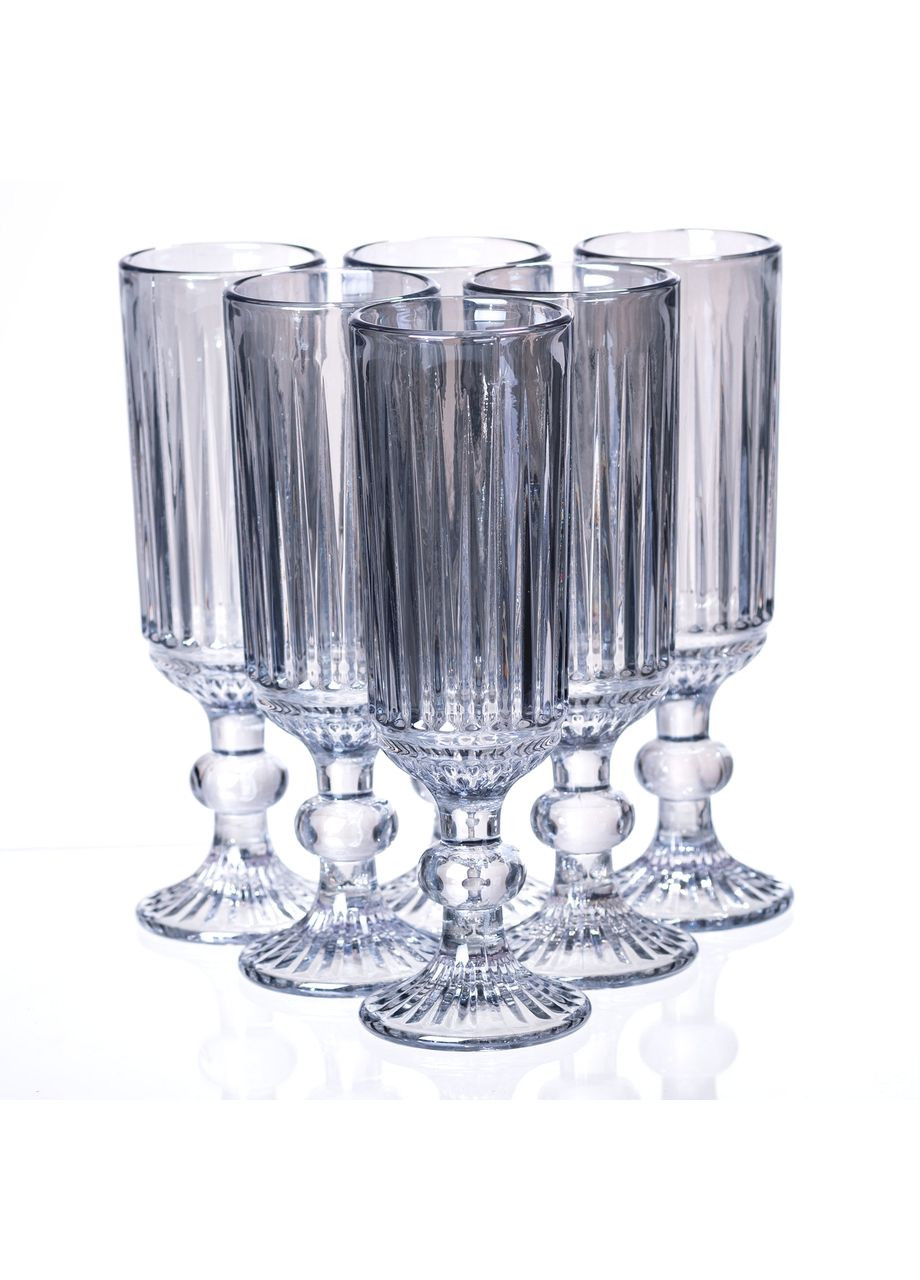 Набір келихів для шампанського 6 штук блакитний для ігристих вин ProDobro (364192811)