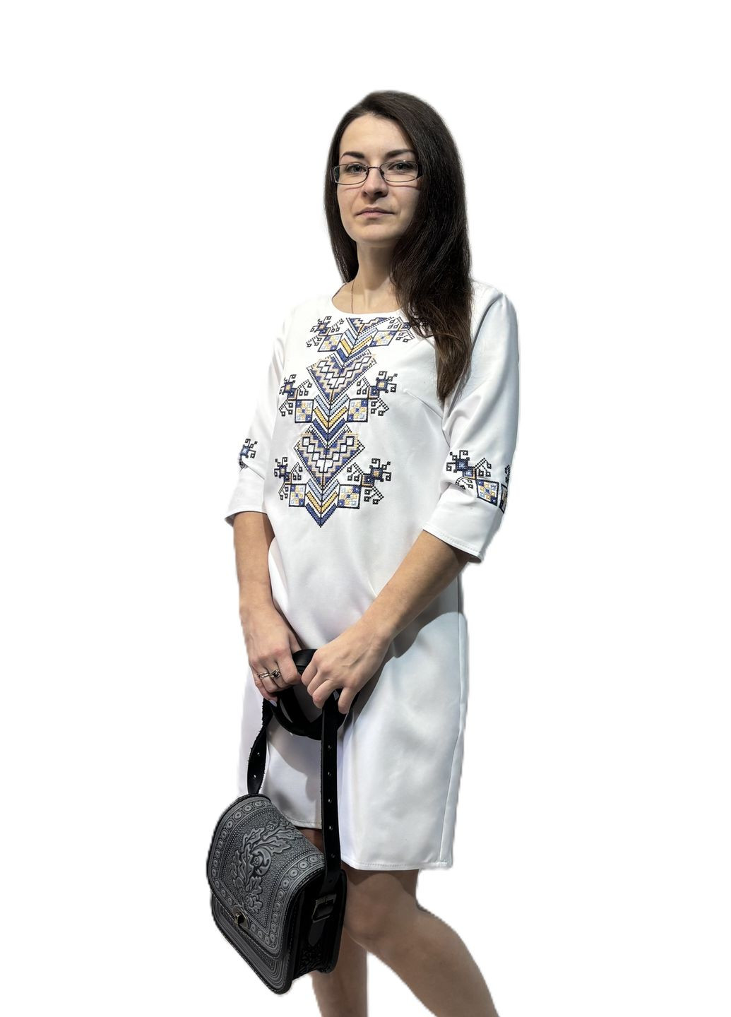 Белая женское белое вышитое платье дерево НоКо узор орнамент свободная (316649473)