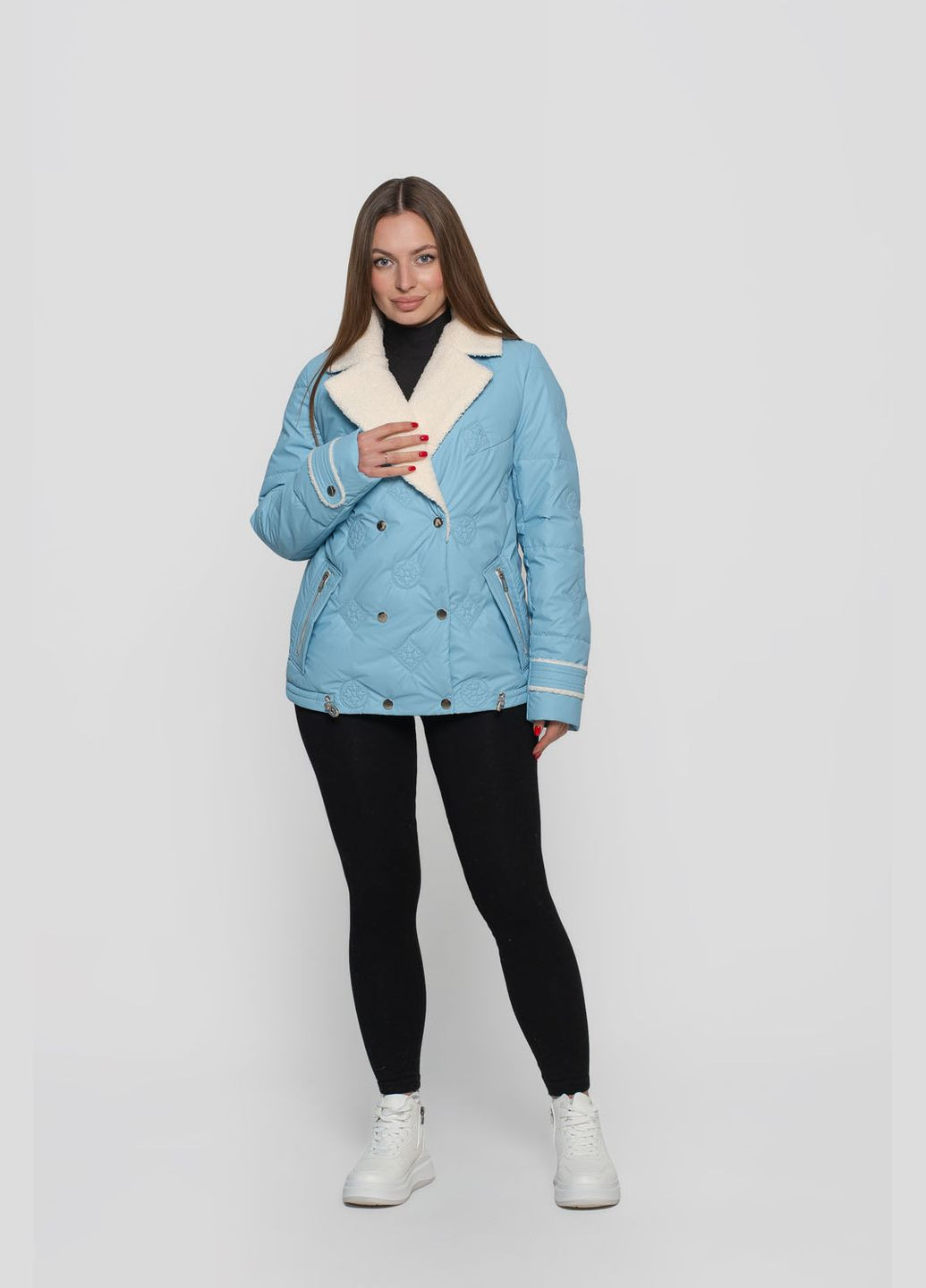 Голубая демисезонная куртка женская короткая viton куртка-пиджак Vicco