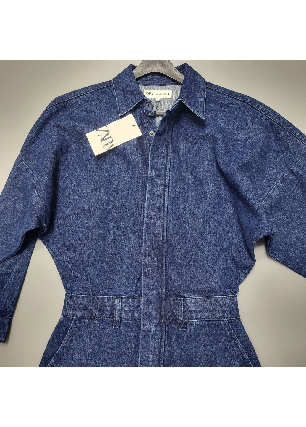 Синее джинсовое платье миди Zara