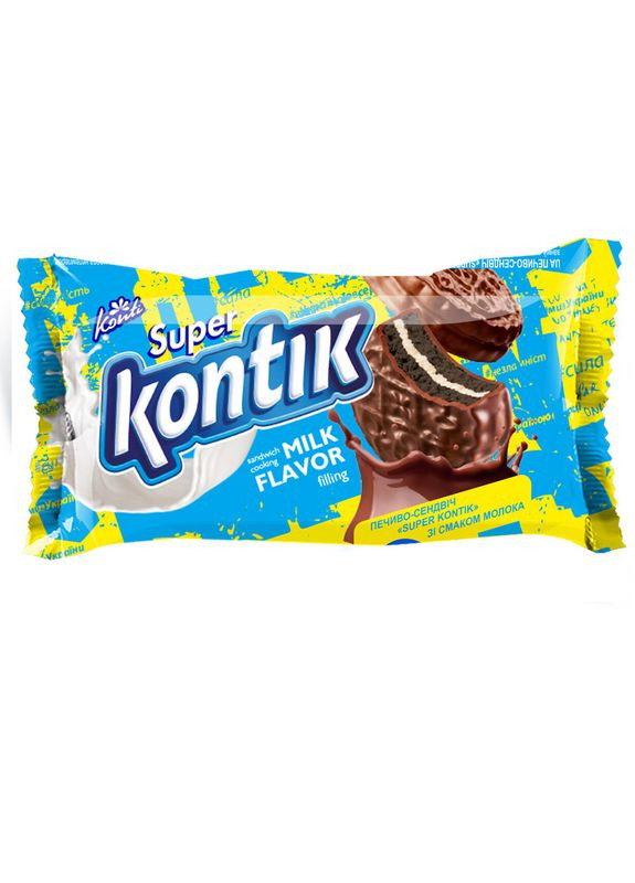 Печиво-сендвіч SUPER KONTIK зі смаком молока 90г (22-0167) Кукумбер (328445073)