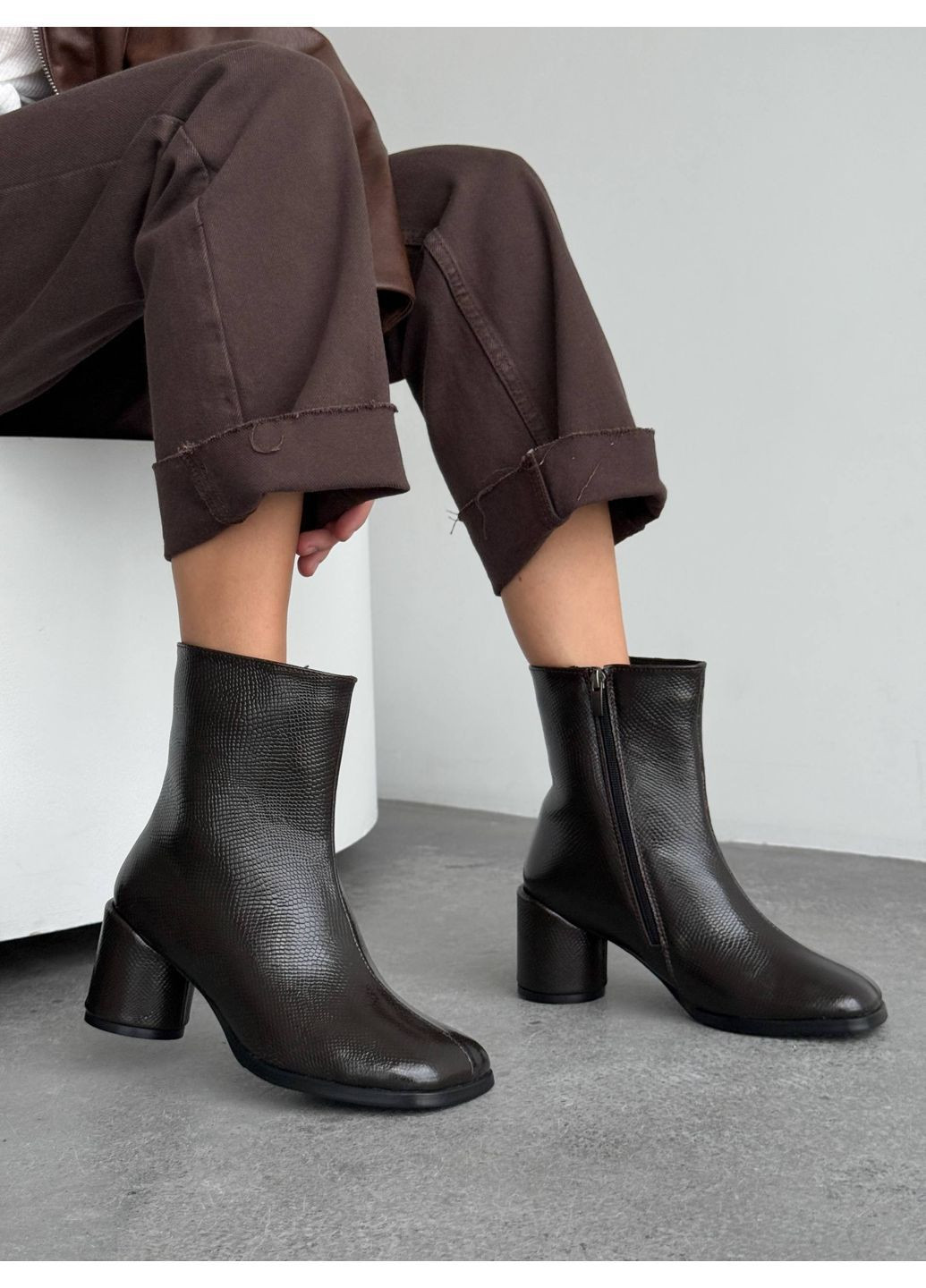 Коричневые зимняя зимние ботильоны Helen