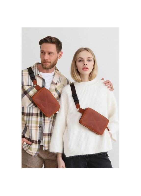 Сумка через плече бананка жіноча на шкіряний пояс Dropbag Mini Світло-коричневий Crazy horse BlankNote (302008728)