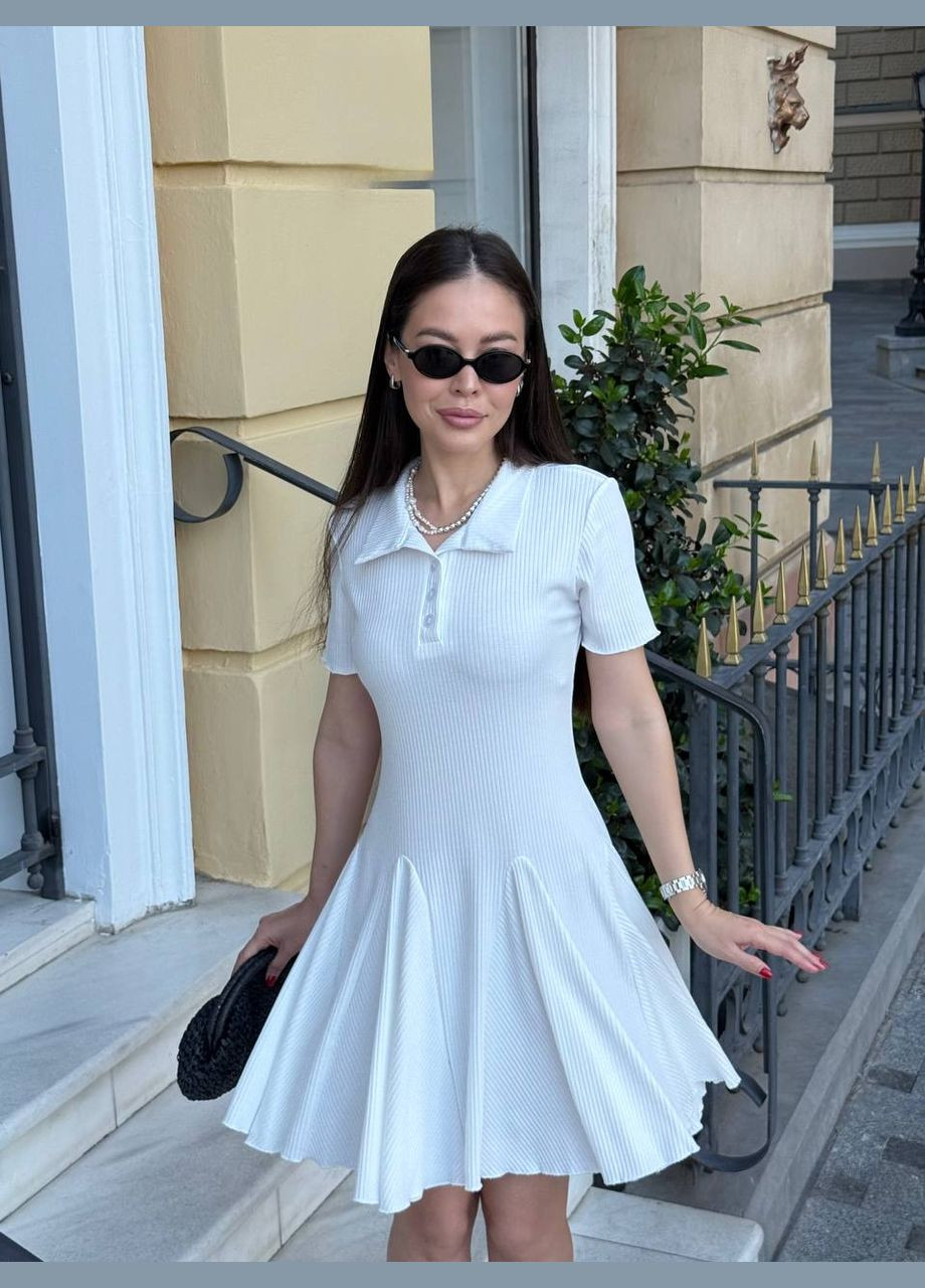 Белое деловое, повседневный, кэжуал, вечернее женское платье-поло поло FINO Mode