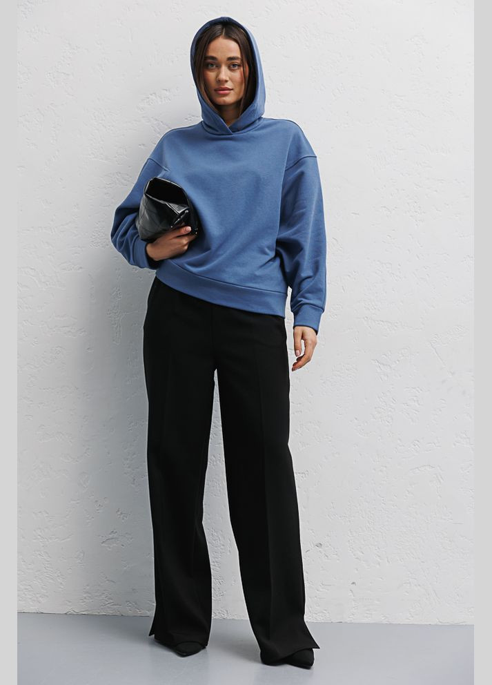 Жіноче худи чорне з фігурними проймами Arjen (294907595)