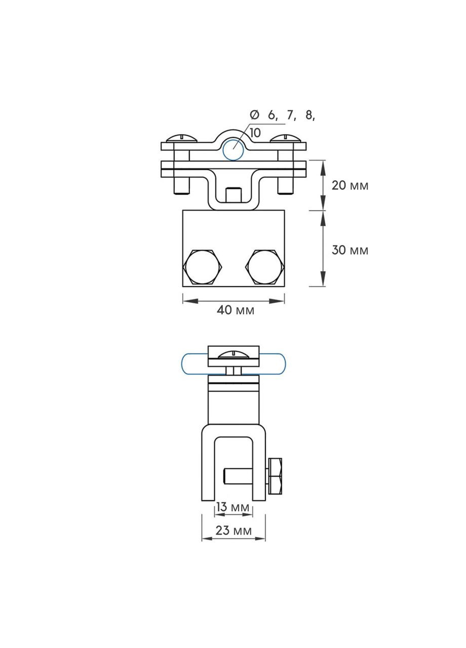 Затискач фальцевий для катнки Ø 6, 7, 8, 10 мм та смуги до 30 мм No Brand (364956125)