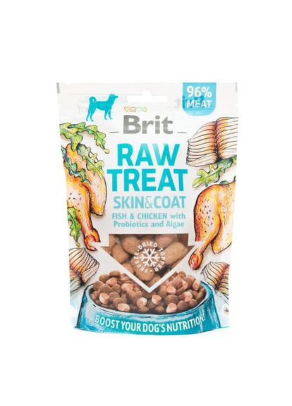Лакомство для собак Brit Raw Treat freeze-dried Skin and Coat для кожи и шерсти, рыба и курица, 40 г Brit Care (331651875)