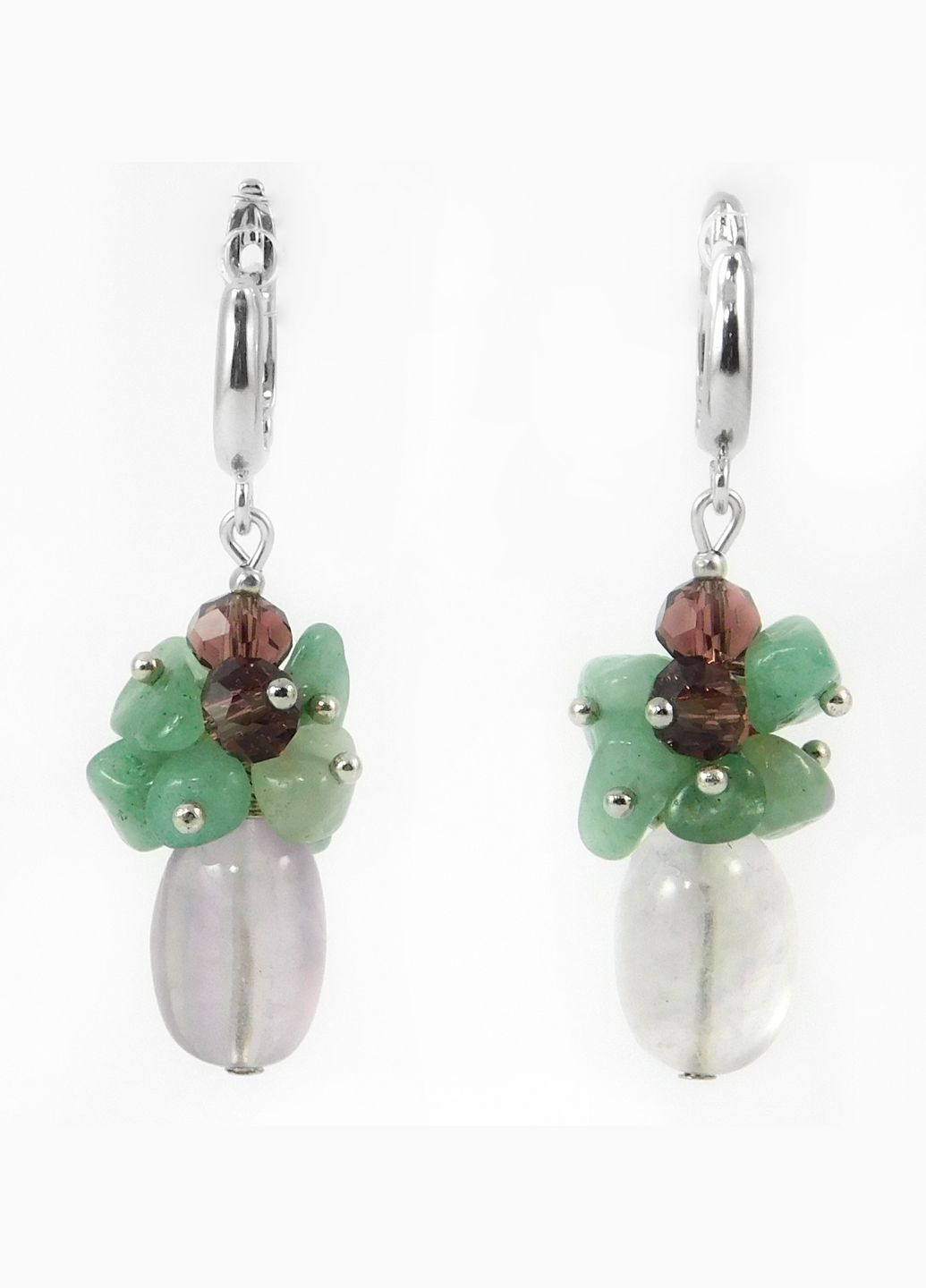 Сережки "Спокуса зелені" Флюорит, Нефрит Fursa fashion (315591363)