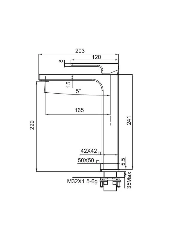Високий змішувач для умивальника KB-11009-01 хром (KR3500) KOER (400909090)