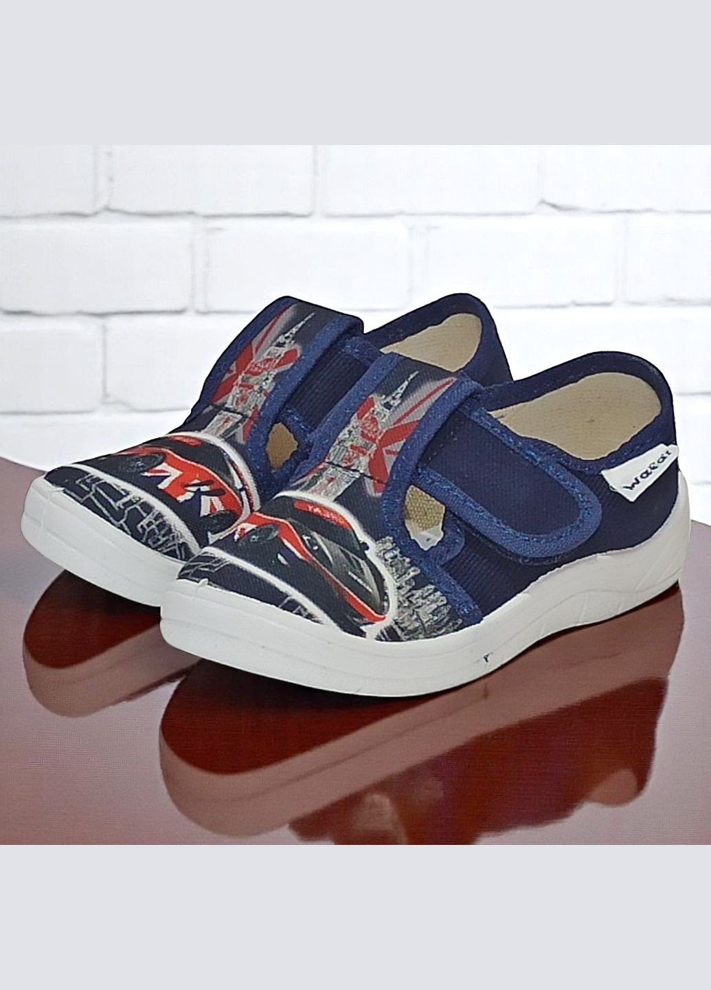 Синие ортопедические тапочки на липучке для мальчика сменка в садик валди Waldi