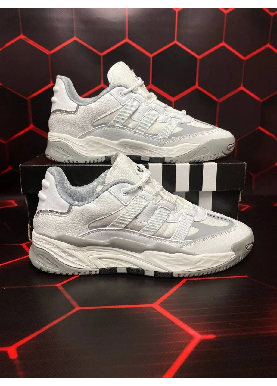 Білі кросівки чоловічі adidas niteball white grey адідас найтбол білі демісезон No Brand