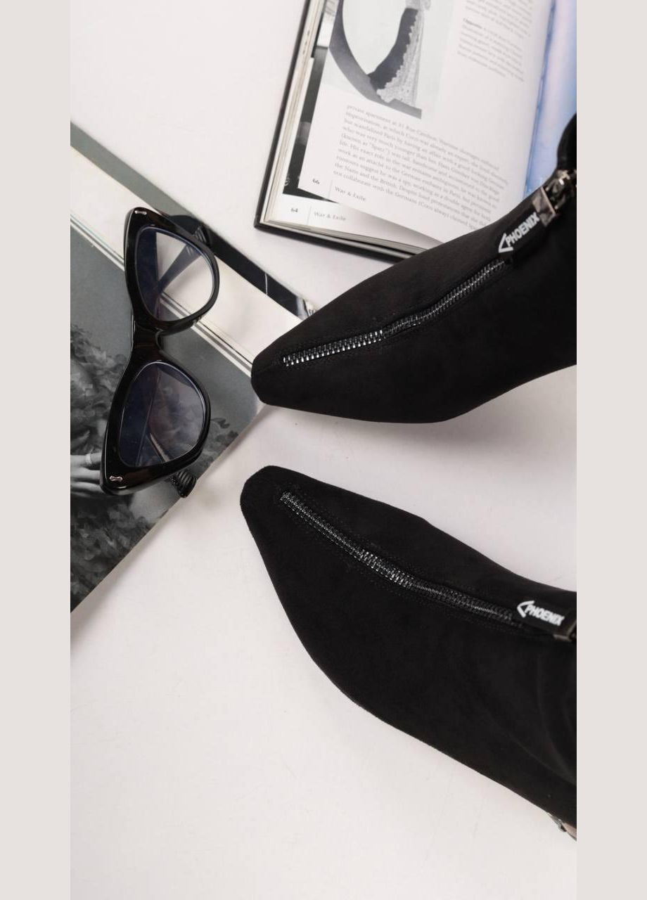 Чорні демісезонна ботильони жіночі чорні замшеві д841 No Brand Демісезонні