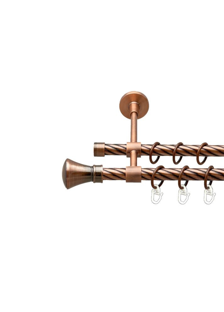 Карниз Люксор металевий дворядний закритий скручена труба Мідь 16\16 мм 160 см (00-00025319) ORVIT (300842554)