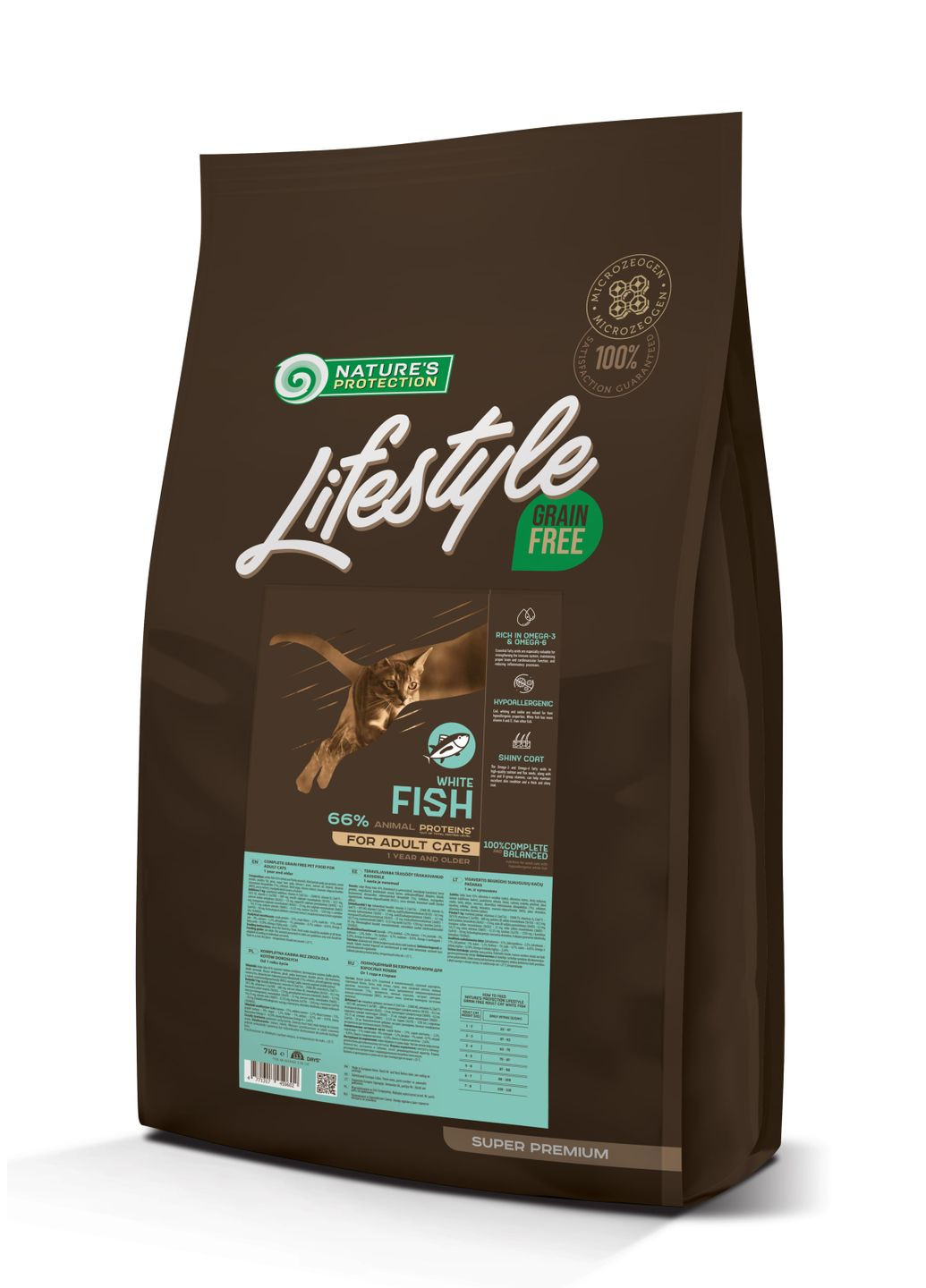 Сухой беззерновой корм для взрослых кошек с белой рыбой Lifestyle Grain Free White Fish Nature's Protection (279562711)