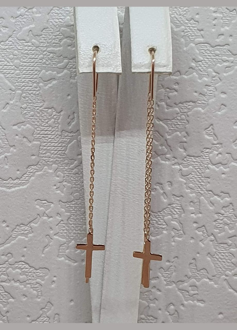 Золоті сережки-протягання Хрестики. 22010700 Всесвіт (304029052)