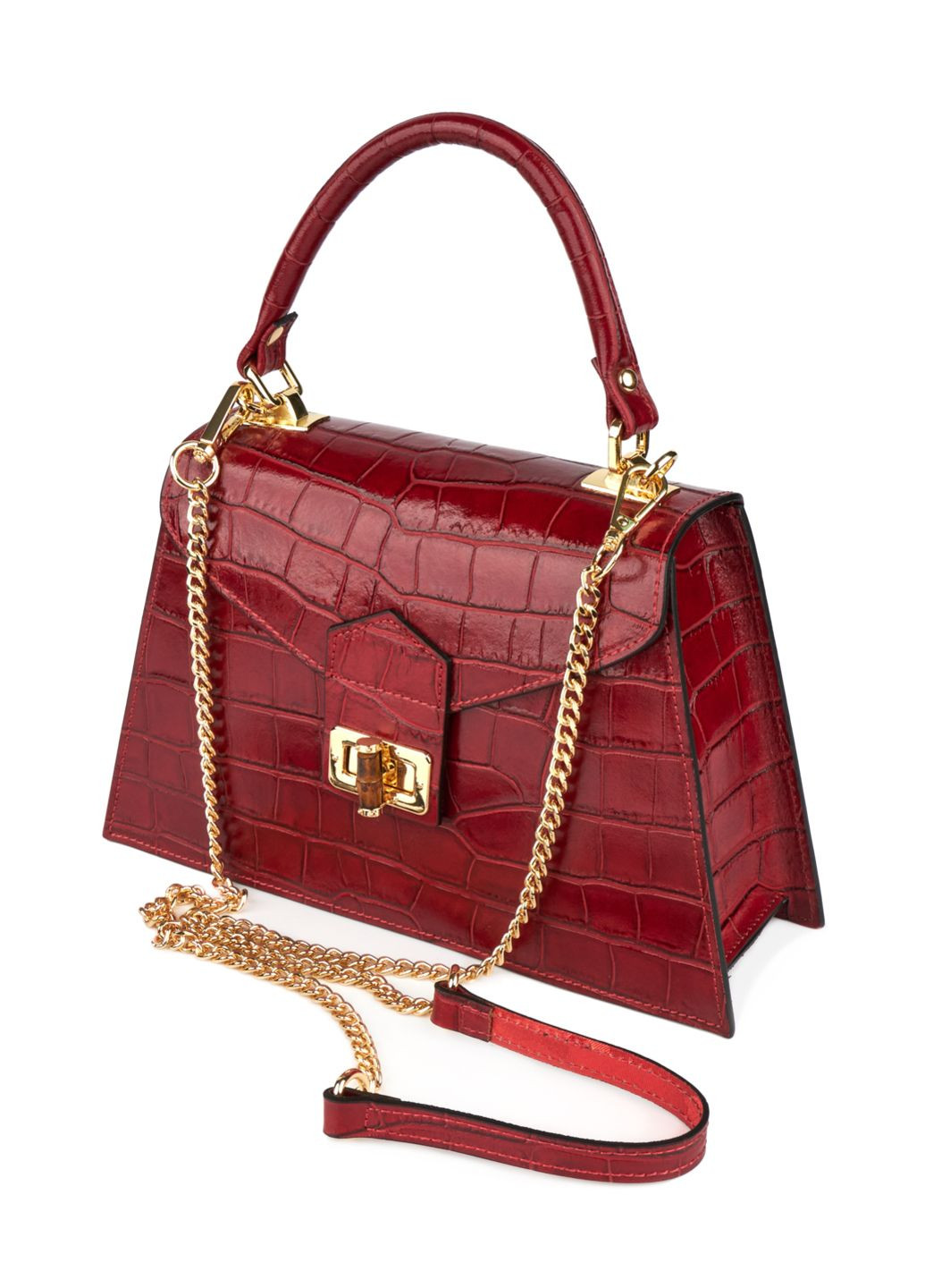 Трендова вечірня сумка жіноча в стилі кроко натуральна шкіра червоний Fior Di Loto (371884218)