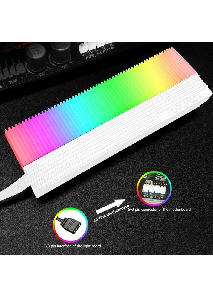 УЦІНКА! Радіатор алюмінієвий Coolmoon CM-M7S ARGB для SSD M2 2280 білий No Brand (352198724)