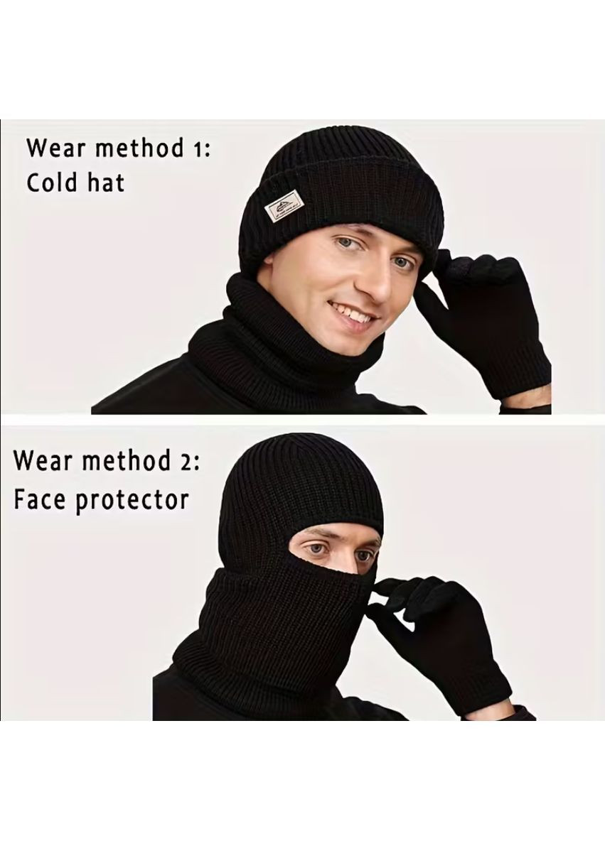 Шапка зимняя вязаная балаклава 2 в 1 теплая ветрозащитная No Brand (362590104)