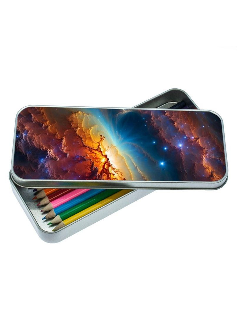 Органайзер для канцелярских принадлежностей, Подставка для канцелярии, Кейс для мелочей Космос #017 7*18 см Silver No Brand (309156154)